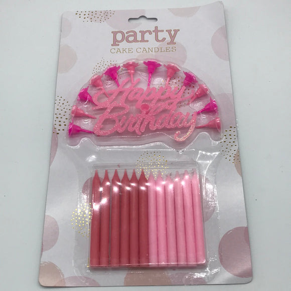 Pink Candles with Holder  25 pcs
