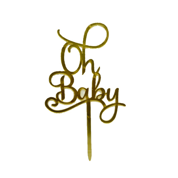 Oh Baby Acrylic Topper Gold