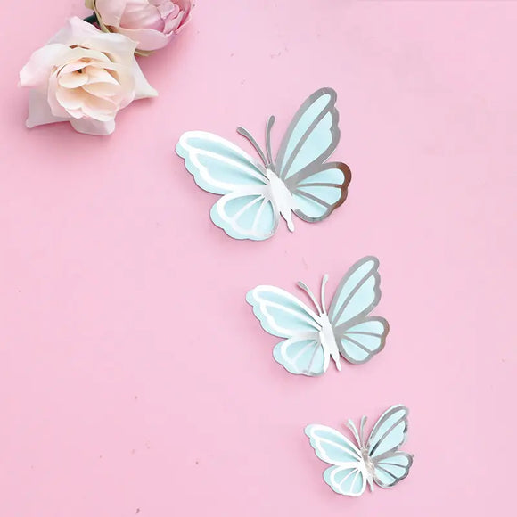 Butterflies Paper Topper with wire 3pcs Blue