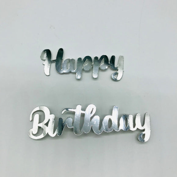 Happy Birthday Charms 6's Silver Cardstock