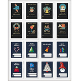 Post Stamp Christmas Stickers (4cm x 3cm) 16pcs