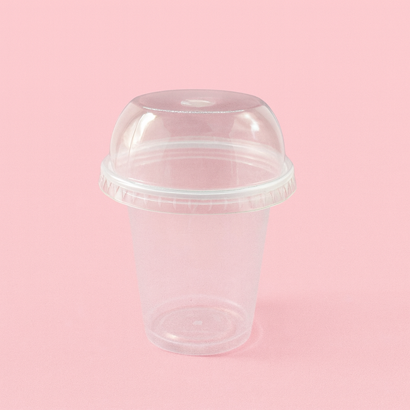 Plastic Cups 250ml with Domed Punched Lid Lid 6pcs