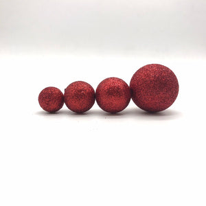Faux Glitter Balls 4pcs Red