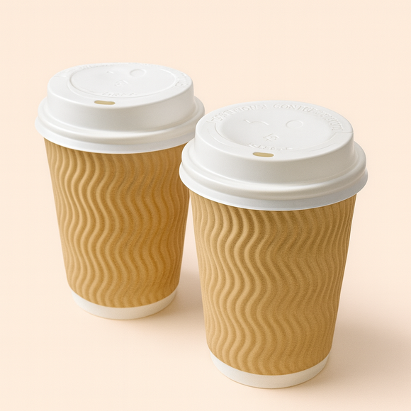 350ml Ripple Coffee Cup with Lid 6pcs