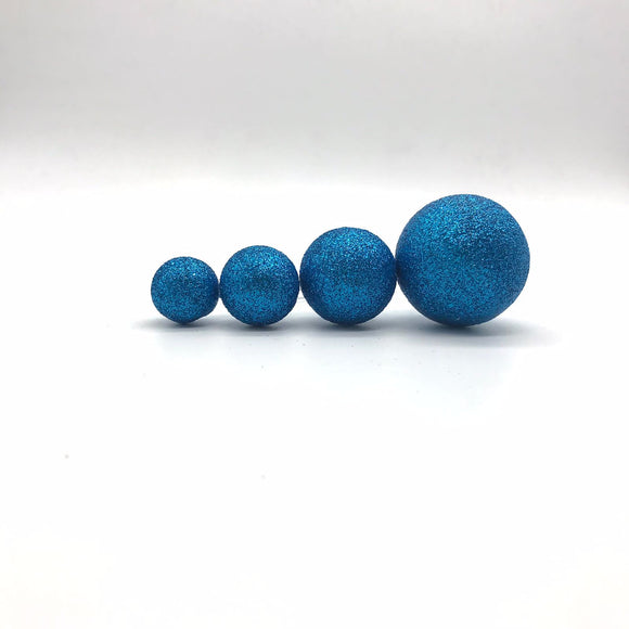Faux Glitter Balls 4pcs Blue