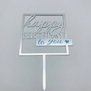 Silver Happy Birthday Topper ALS001
