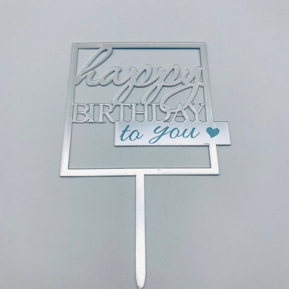 Silver Happy Birthday Topper ALS001