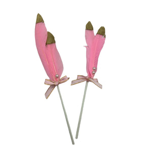 Feather Toppers 2pcs Pink & Gold