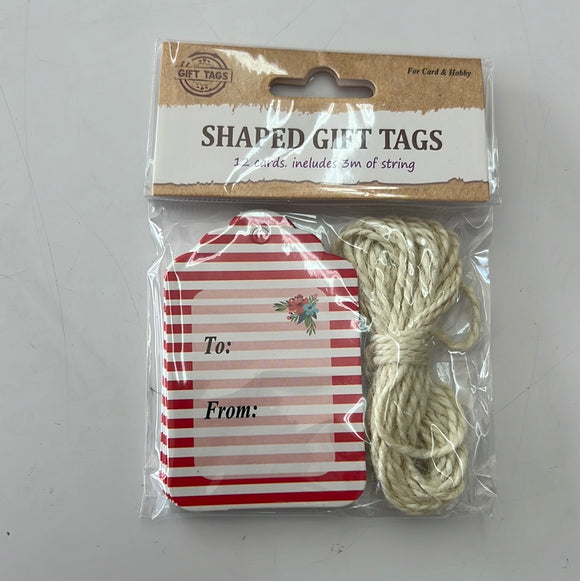 Gift Tags White & Red 12 pcs