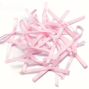 6mm Satin Ribbon Bows Pink 6pc