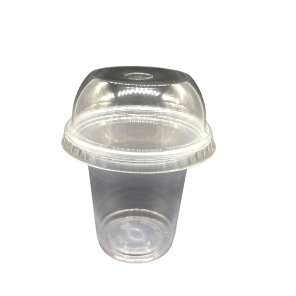 250ml Plastic Cup Domed Punched Lid 6pcs