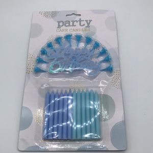 Blue Candles with Holder  25 pcs