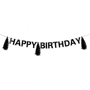 Banner Black "Happy Birthday" 3m x 25cm