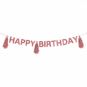 Banner Rose Pink "Happy Birthday" 3m x 25cm