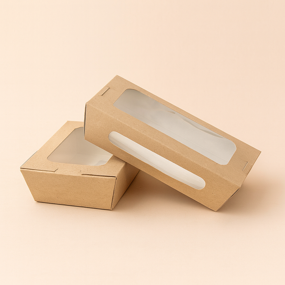 Biscuit Box Double Window Kraft (16.5 x 12 x 4cm)