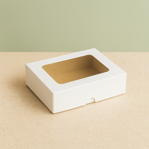 Mini White Biscuit Box with Window (Approx. 19 x 12 x 5cm)
