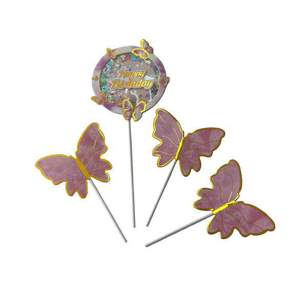 Butterfly “Happy Birthday” Paper Topper- 4pc Set