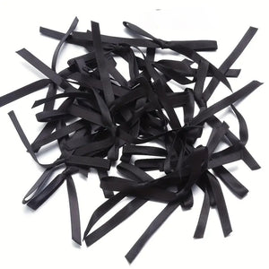 6mm Satin Ribbon Bows Black 6pc