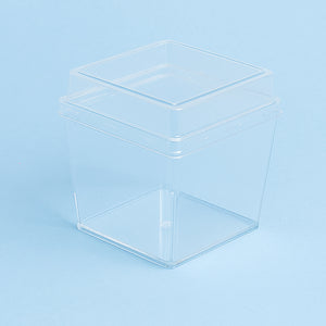 Square Hard Plastic Dessert Cups with Lids 125ml 6pcs