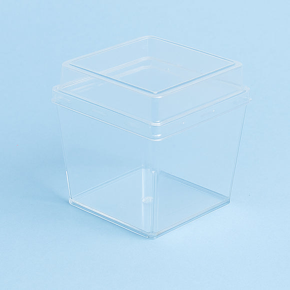 Square Hard Plastic Dessert Cups with Lids 125ml 6pcs