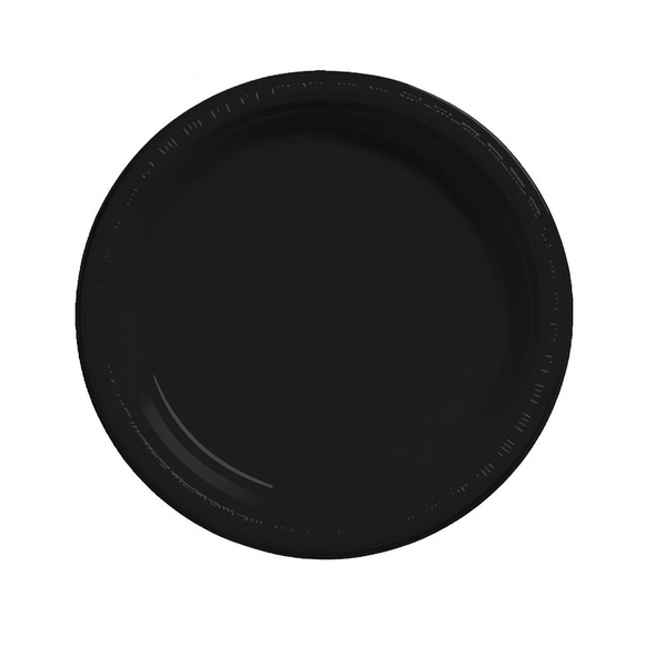 Disposable Black 18cm Plastic Plates 10pcs