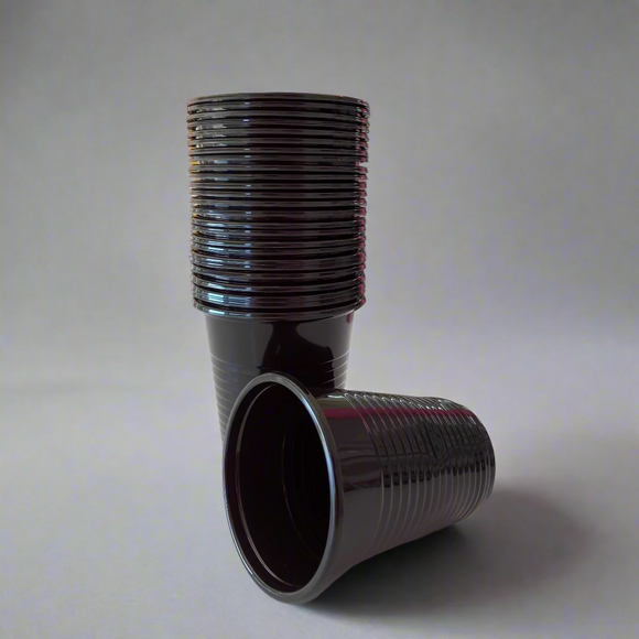 Disposable Black 200ml Plastic Cups 50pcs