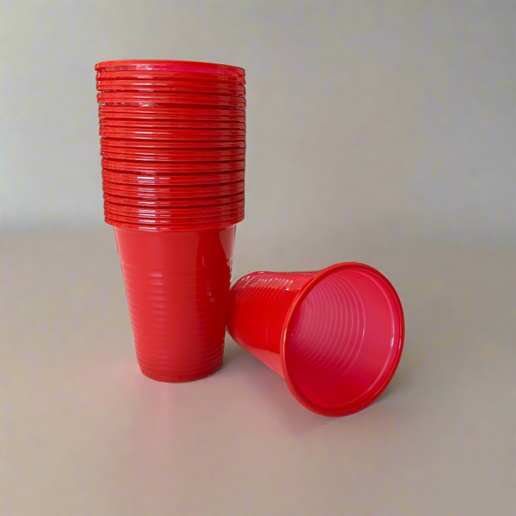 Disposable Red 200ml Plastic Cups 50pcs