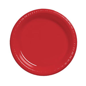 Disposable Red 18cm Plastic Plates 10pcs