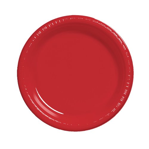 Disposable Red 18cm Plastic Plates 10pcs