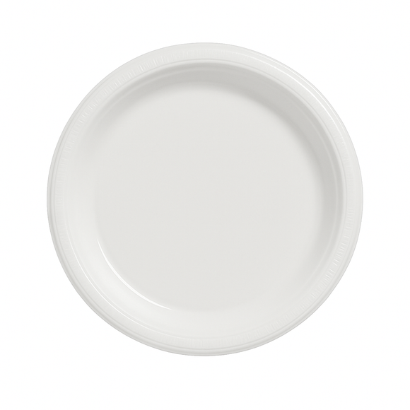 Disposable White 18cm Plastic Plates 10pcs