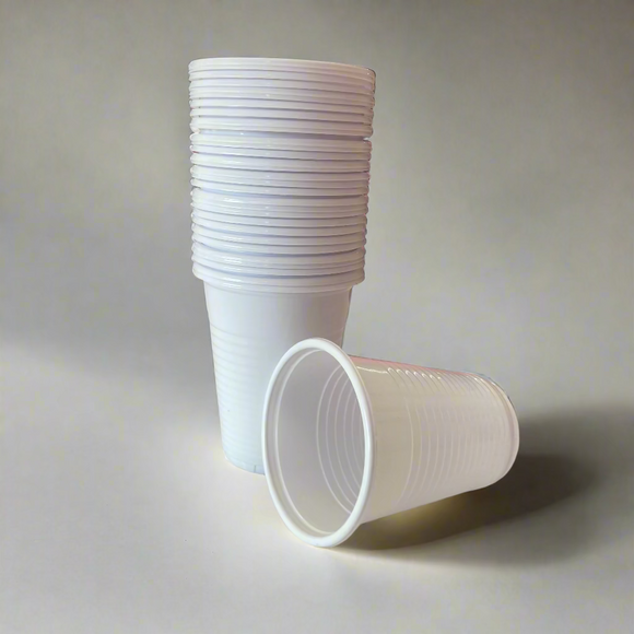 Disposable White 200ml Plastic Cups 50pcs