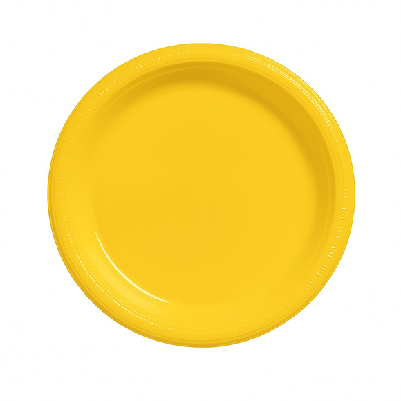 Disposable Yellow 18cm Plastic Plates 10pcs