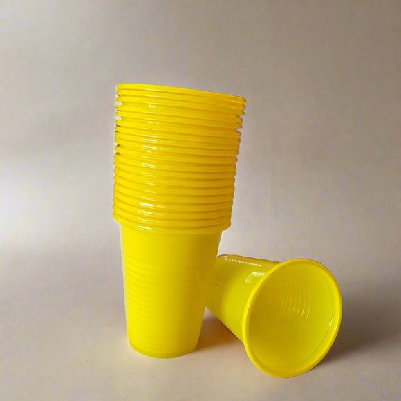Disposable Yellow 200ml Plastic Cups 50pcs
