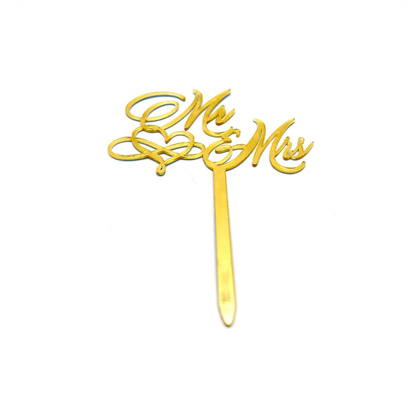 Gold Mr and Mrs Topper Heart