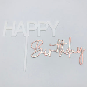 White Rose Duo Happy Birthday Topper WRD001