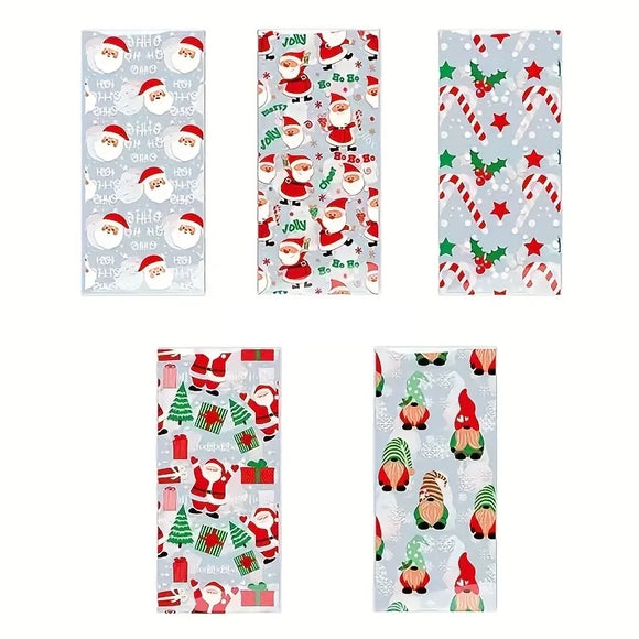 Festive Printed Clear Treat Bags 5pcs