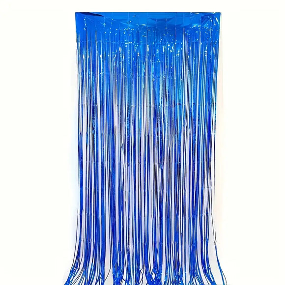 Foil Fringe Curtain Blue