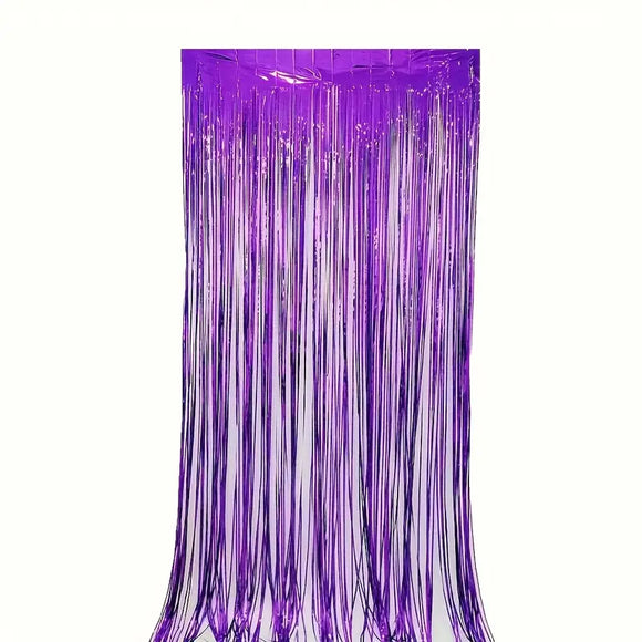 Foil Fringe Curtain Purple