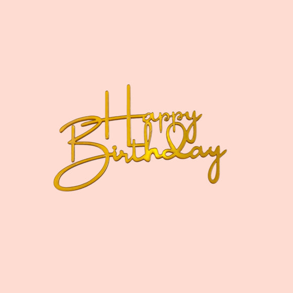 Front “Happy Birthday” Cake Topper – Approx. 12cm x 9cm