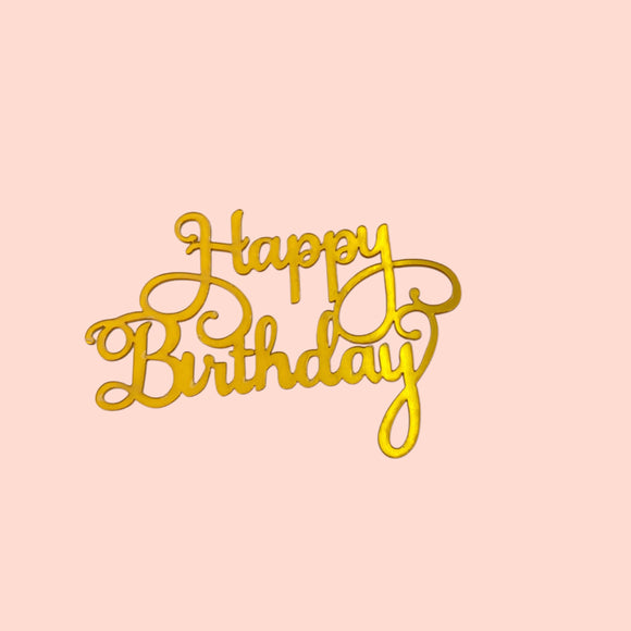 Front “Happy Birthday” Cake Topper – Approx. 13cm x 10cm