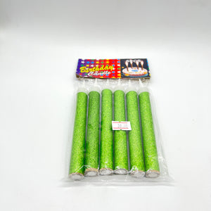 Green Firework Sparkler Candles 6pcs