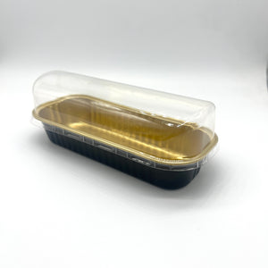 Baking Cups Oval Black & Gold with Dome lids 6pcs