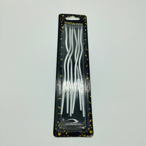 Silver Curly Candles 6pcs