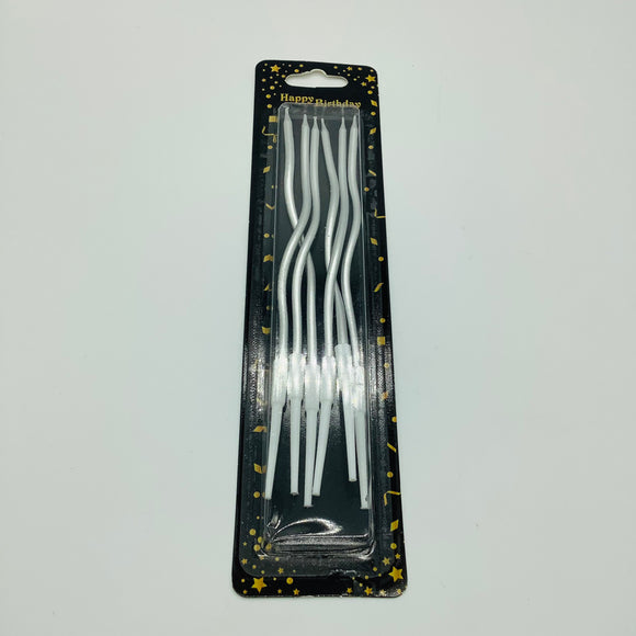 Silver Curly Candles 6pcs