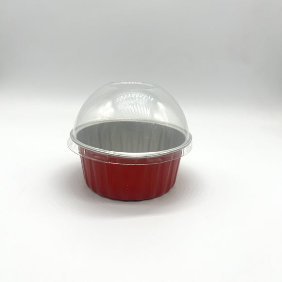 Baking Cups Round Red with Dome lids 6pcs