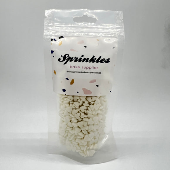 White Heart Shape Sprinkles 50g