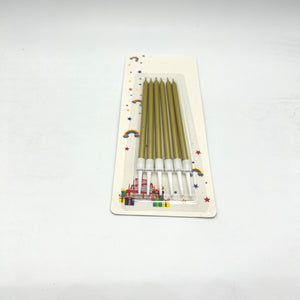 Yellow Gold Metallic Long Birthday Candles 10cm