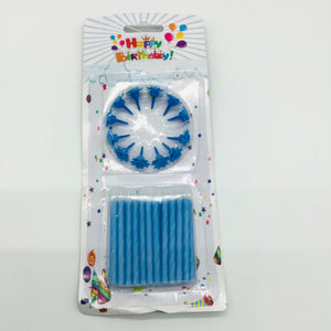 Blue Thin Candles 24pcs with holder