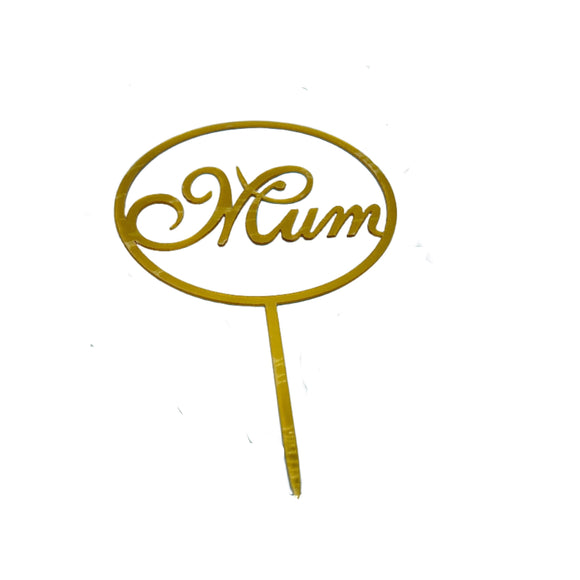 Mum in Circle Topper Gold