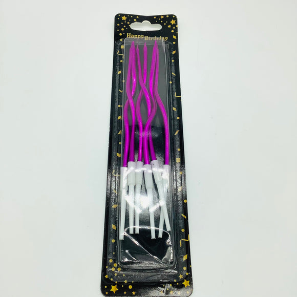 Purple Curly Candles 6pcs